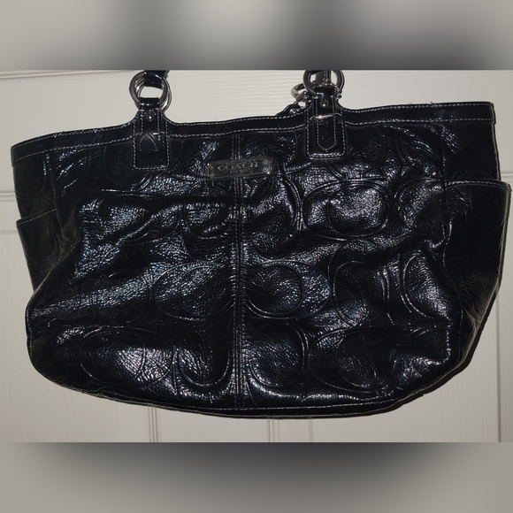 Coach Factory Black Patent Leather Tote - Picture 2 of 7